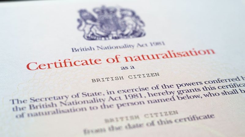 naturalisation certificate